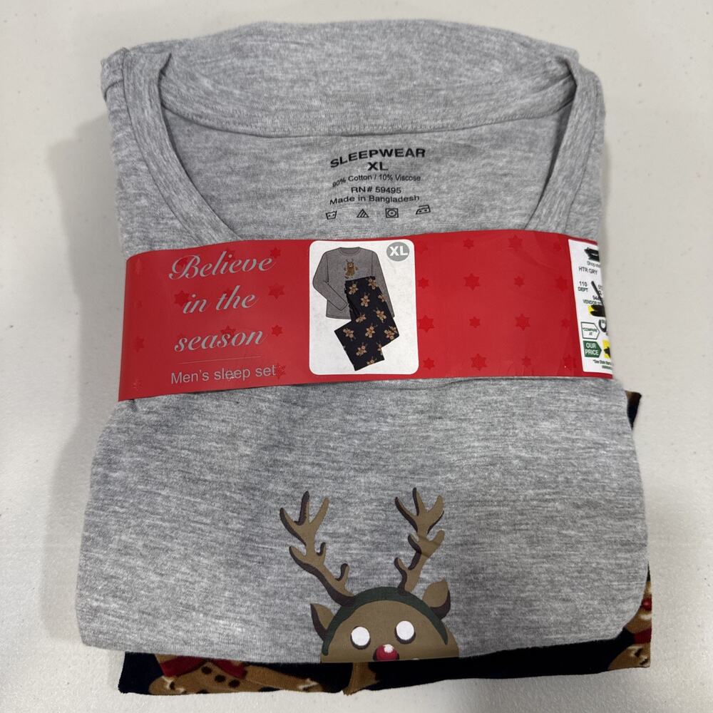 Sleepwear Men Holiday Sleep Set Long Sleeve Shirt & Pants Sz XL